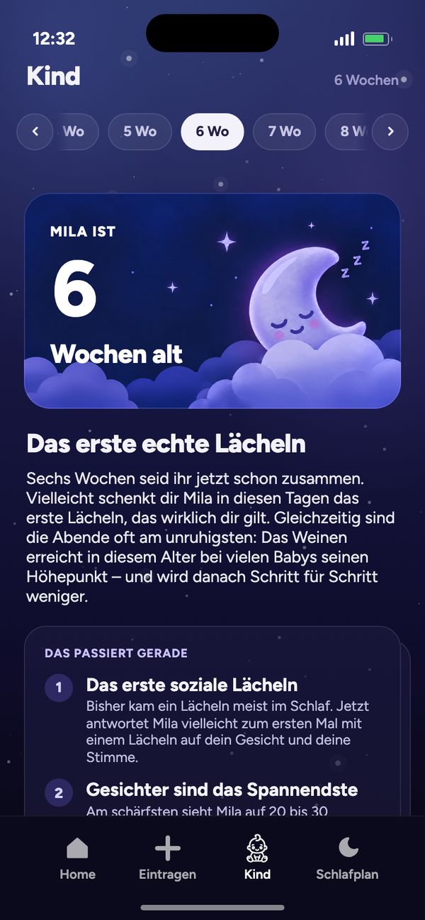 Entwicklung Woche für Woche im Reiter Kind: „Mila ist 6 Wochen alt“ und „Das erste echte Lächeln“