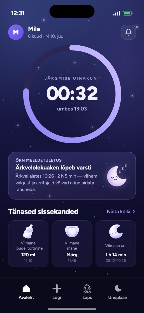Moonsleepi avakuva: tagasiloendus järgmise uinakuni, õrn meeldetuletus ja tänased sissekanded