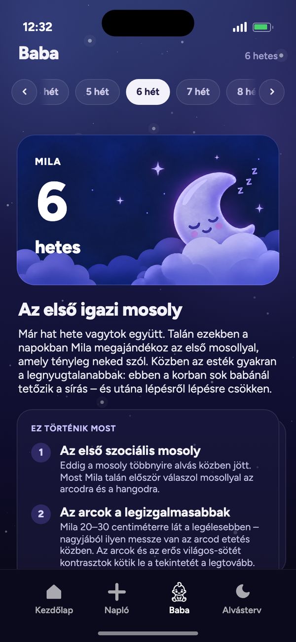 Fejlődés hétről hétre a Baba fülön: „Mila 6 hetes” és „Az első igazi mosoly”