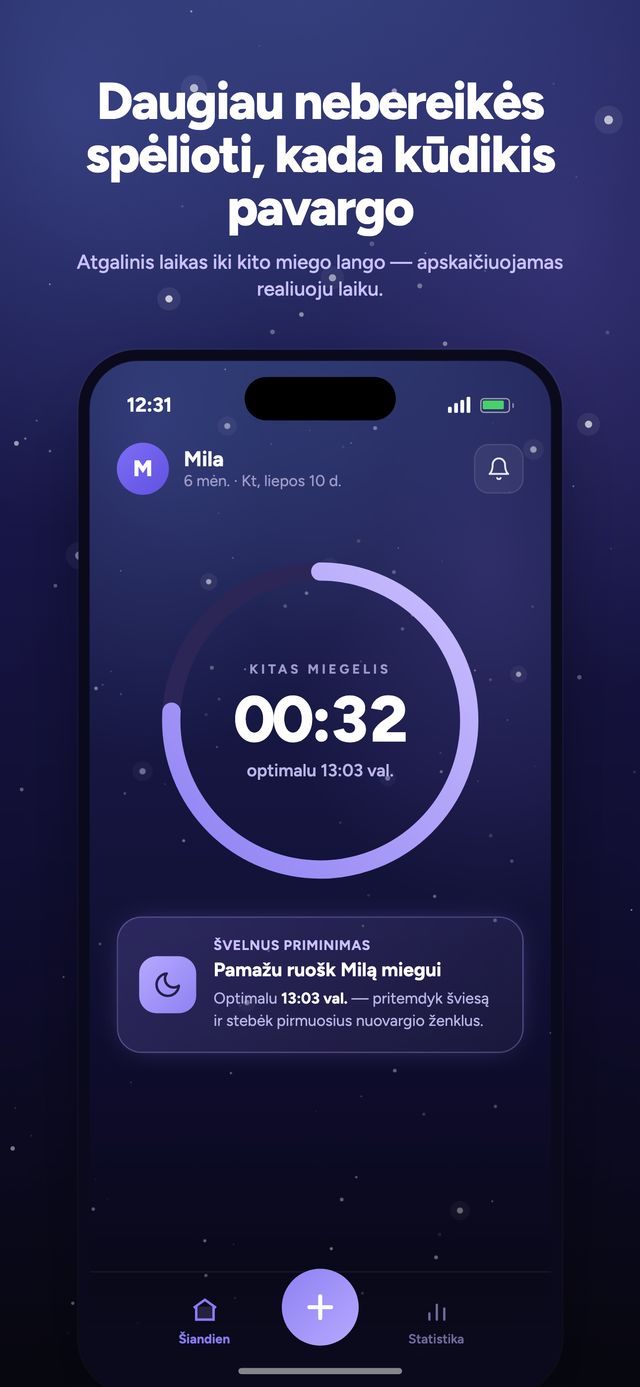 Moonsleep programėlės ekranas 1 iš 6